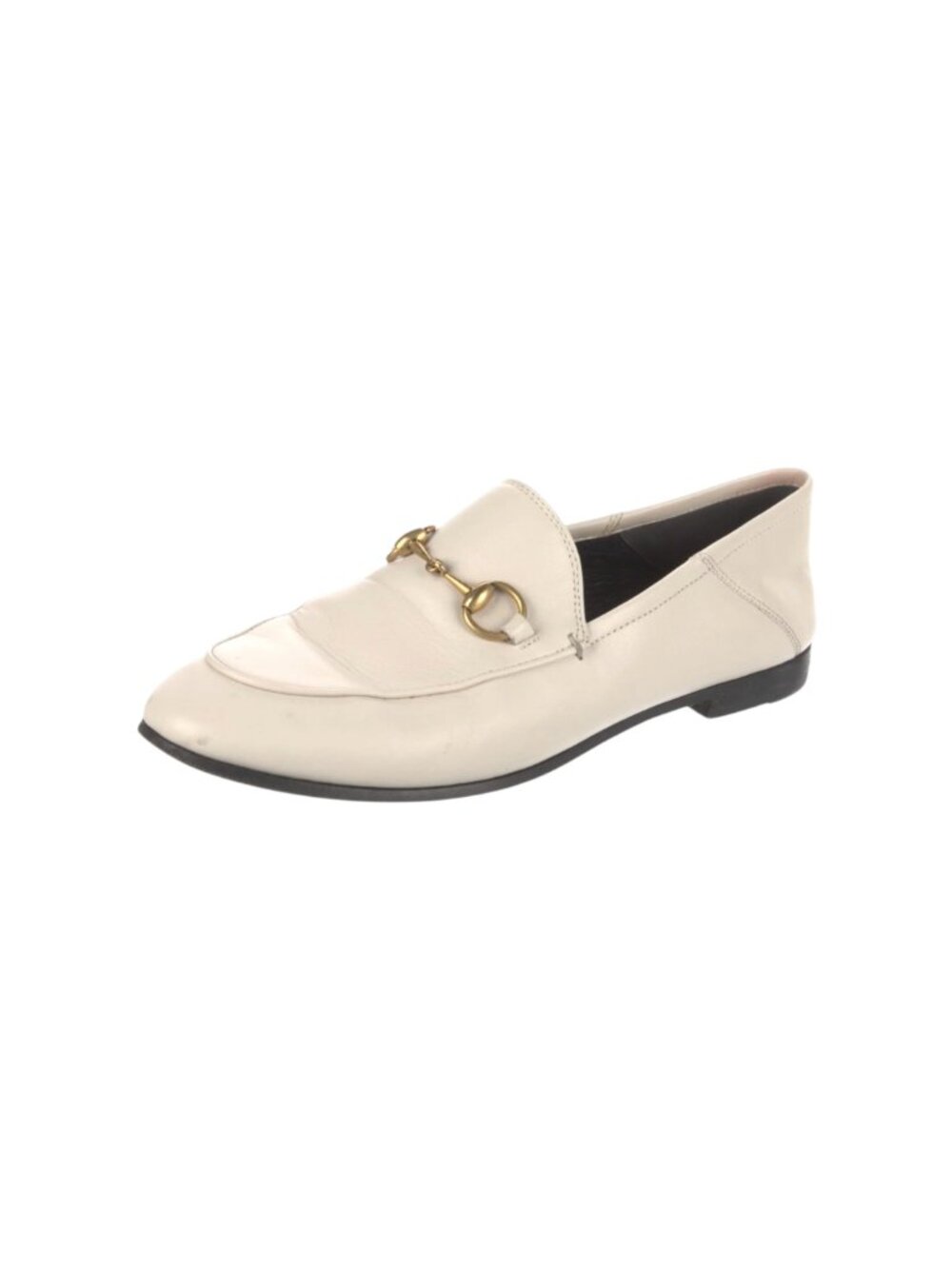 Gucci Brixton Horsebit Convertible Flats Loafers Shoes Womens 37.5 Ivory White